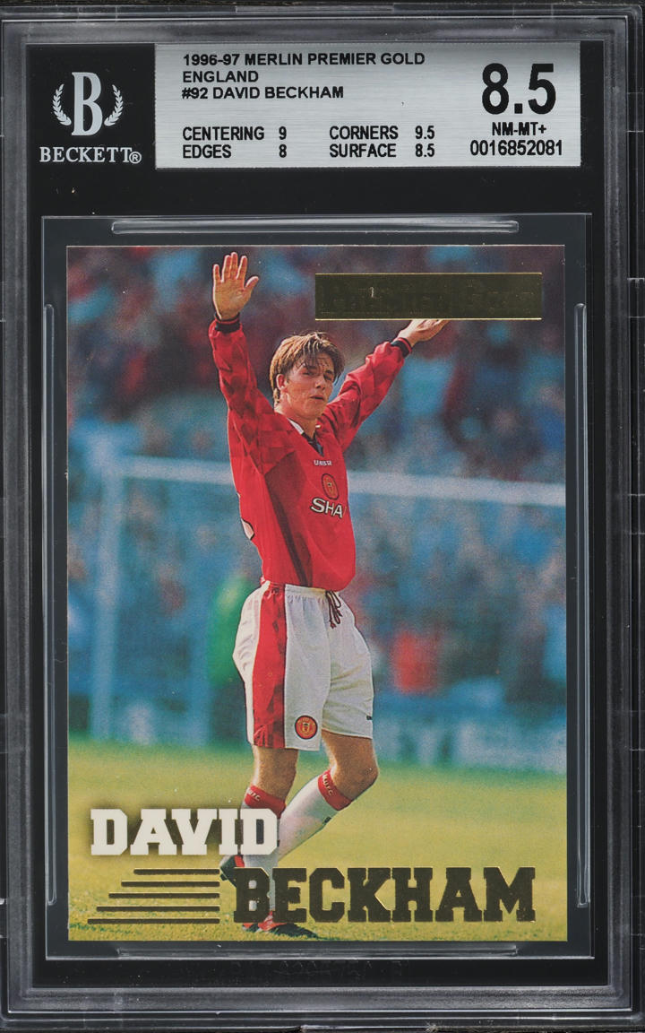 1996 Merlin Premier Gold England David Beckham ROOKIE #92 BGS 8.5 NM-MT+