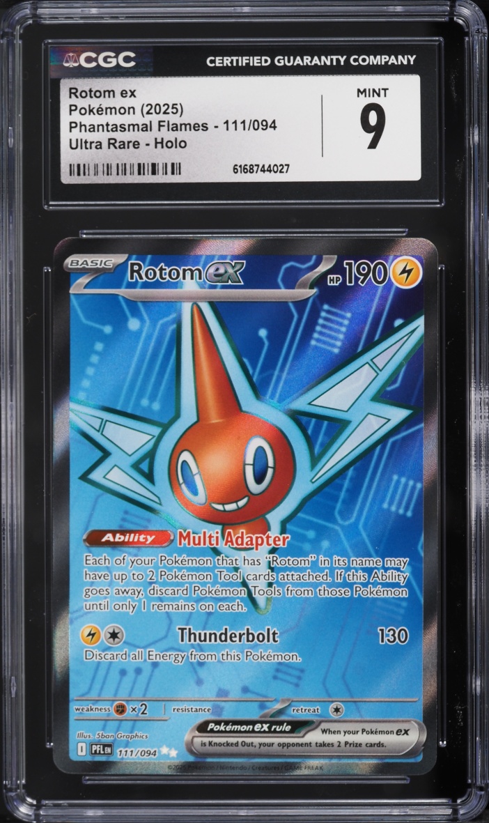 2025 Pokemon Mega Evolution Phantasmal Flames Full Art Rotom EX #111 CGC 9 MINT