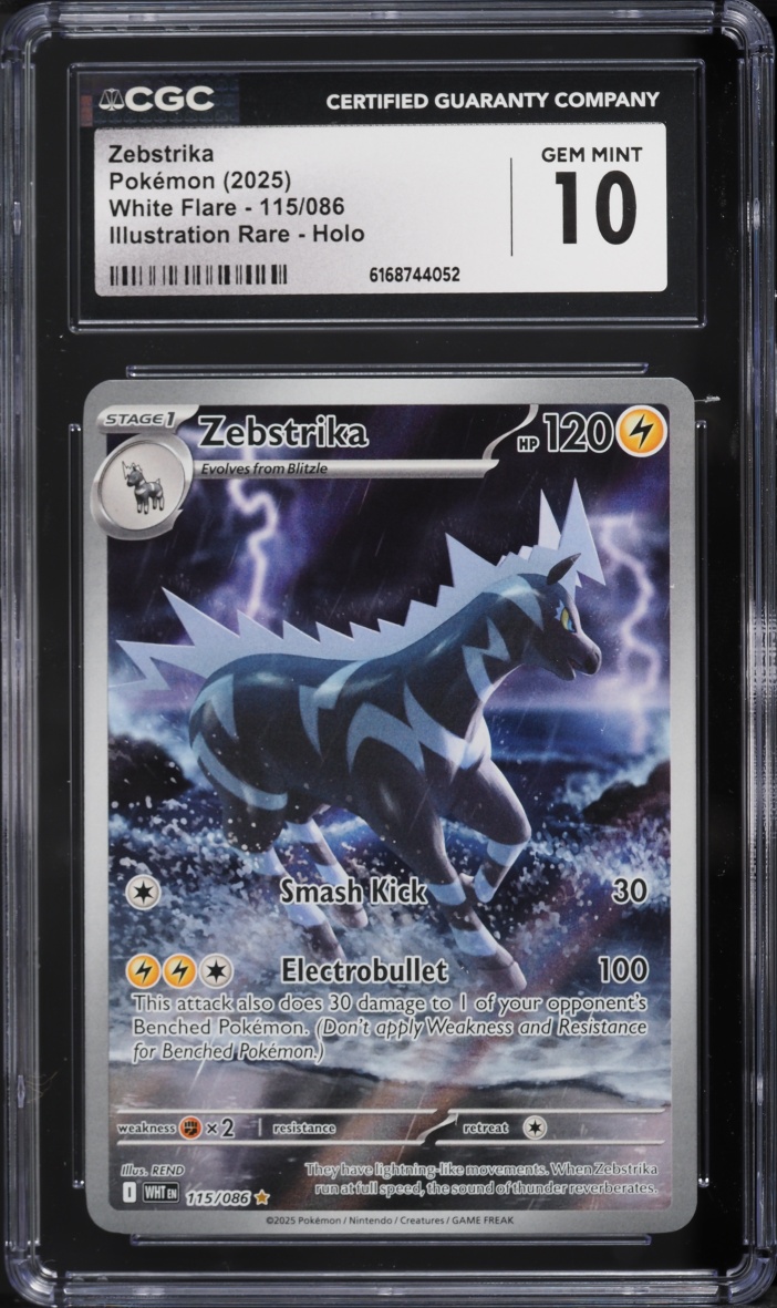 2025 Pokemon Scarlet & Violet White Flare IR Zebstrika #115 CGC 10 GEM MINT