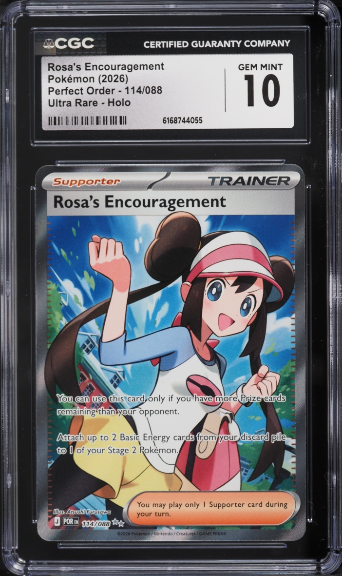 2026 Pokemon Mega Evolution Perfect Order Full Art Rosa's Encouragement #114 CGC 10 GEM MINT