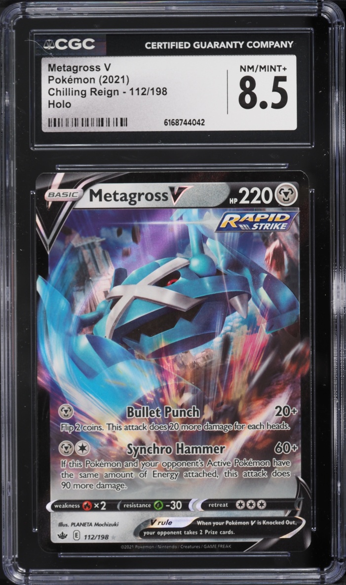 2021 Pokemon Sword & Shield Chilling Reign Metagross V #112 CGC 8.5 NM-MT+