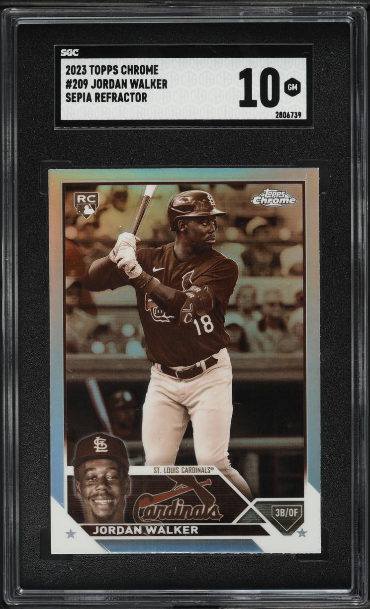 2023 Topps Chrome Sepia Refractor Jordan Walker ROOKIE #209 SGC 10 GEM MINT