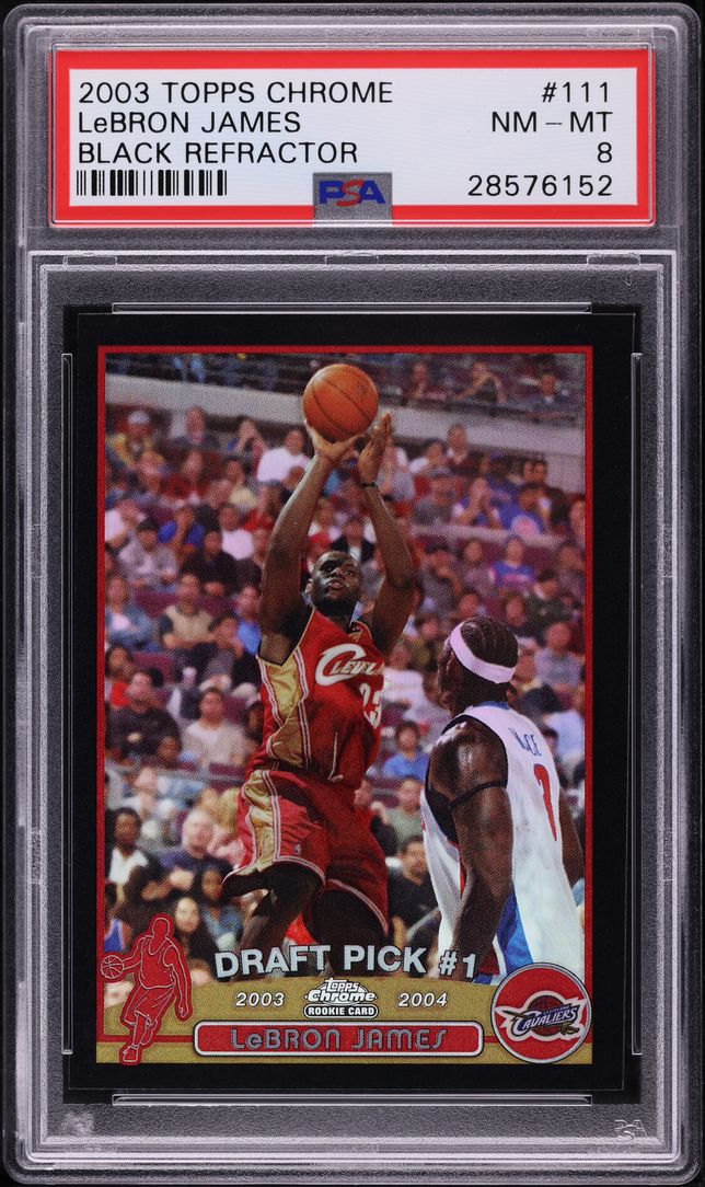 2003 Topps Chrome Black Refractor LeBron James ROOKIE /500 #111 PSA 8 NM-MT