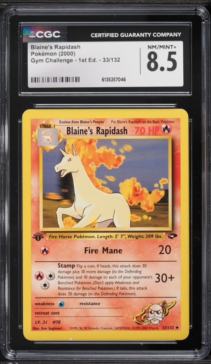 2000 Pokemon Gym Challenge 1st Edition Blaine's Rapidash #33 CGC 8.5 NM-MT+