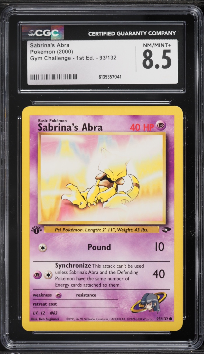 2000 Pokemon Gym Challenge 1st Edition Sabrina's Abra #93 CGC 8.5 NM-MT+