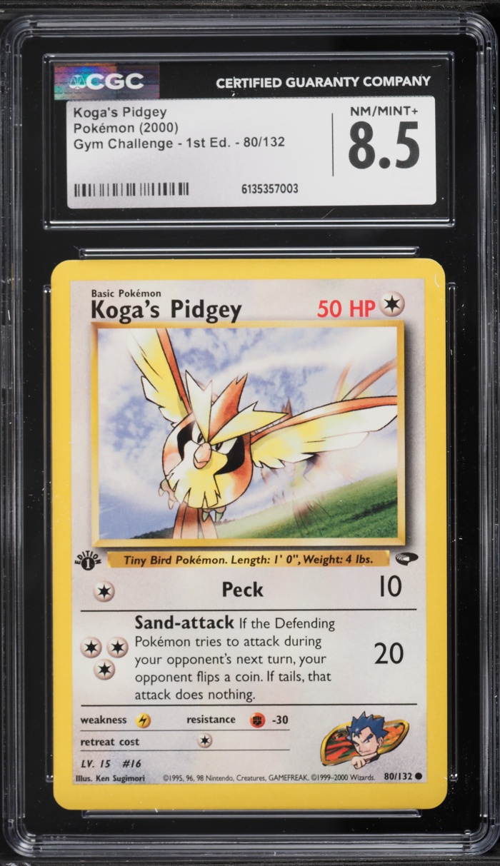 2000 Pokemon Gym Challenge 1st Edition Koga's Pidgey #80 CGC 8.5 NM-MT+