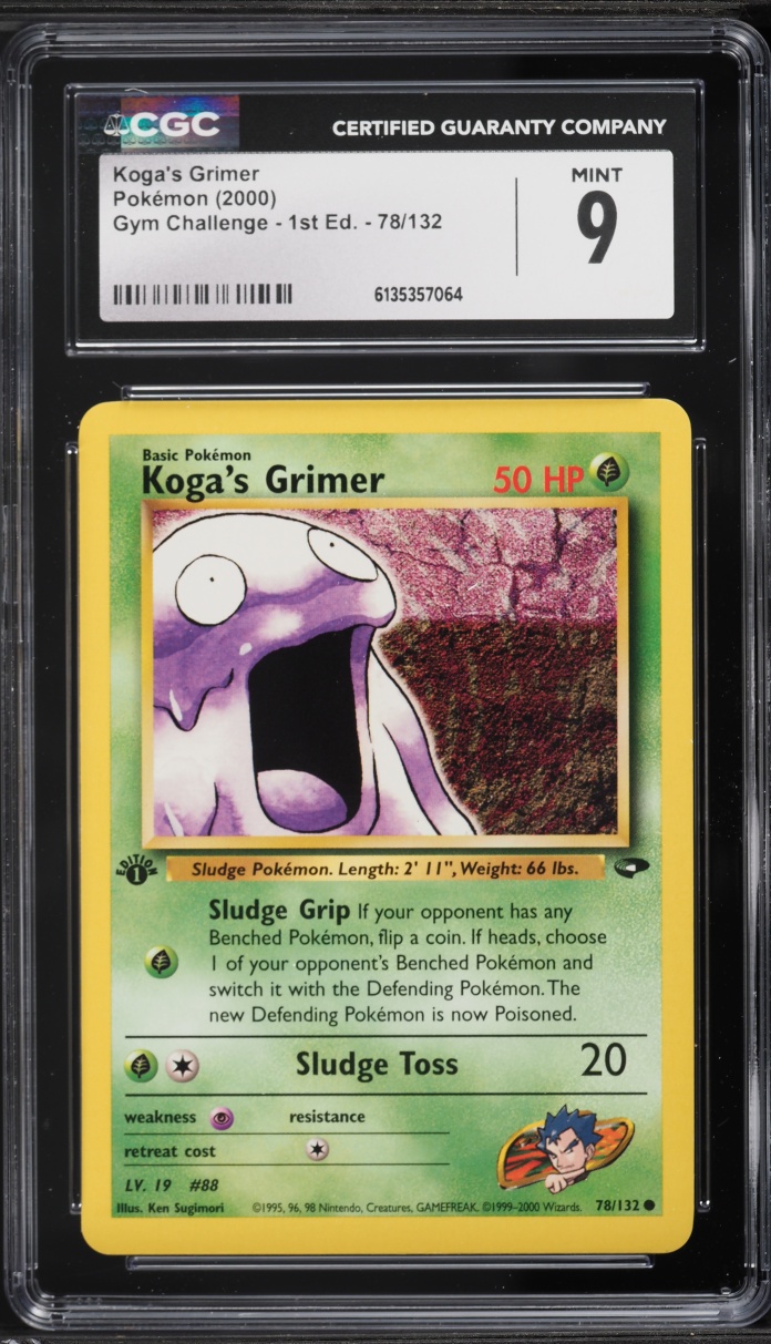 2000 Pokemon Gym Challenge 1st Edition Koga's Grimer #78 CGC 9 MINT