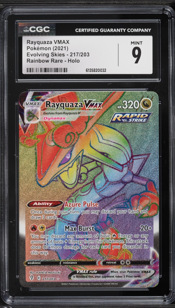 2021 Pokemon Sword & Shield Evolving Skies Rainbow Rare Rayquaza VMAX #217 CGC 9 MINT