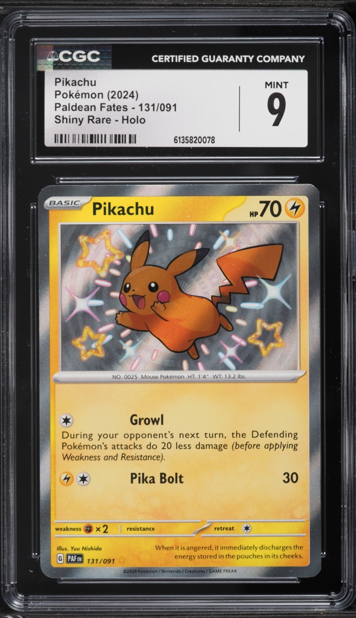 2024 Pokemon Scarlet & Violet Paldean Fates Shiny Pikachu #131 CGC 9 MINT