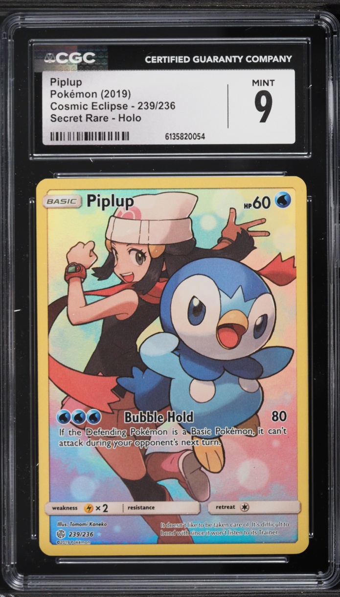 2019 Pokemon Sun & Moon Cosmic Eclipse SEC Piplup #239 CGC 9 MINT