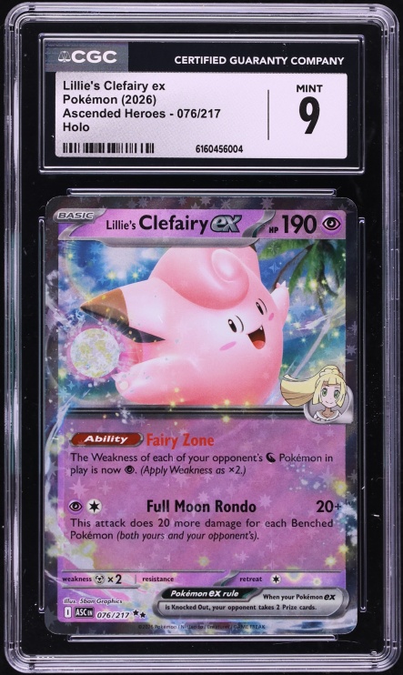 2026 Pokemon Mega Evolution Ascended Heroes Holo Lillie's Clefairy ex #76 CGC 9 MINT