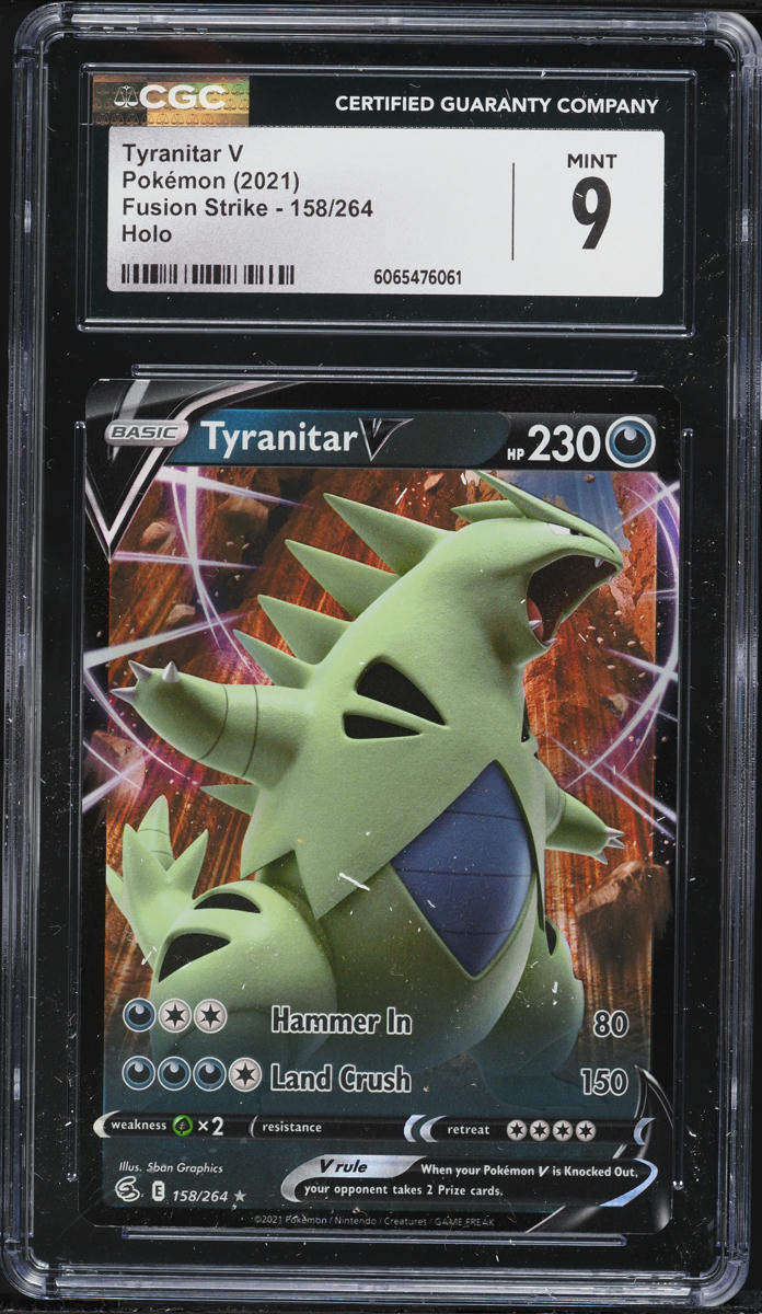 2021 Pokemon Sword & Shield Fusion Strike Full Art Tyranitar V #158 CGC 9 MINT