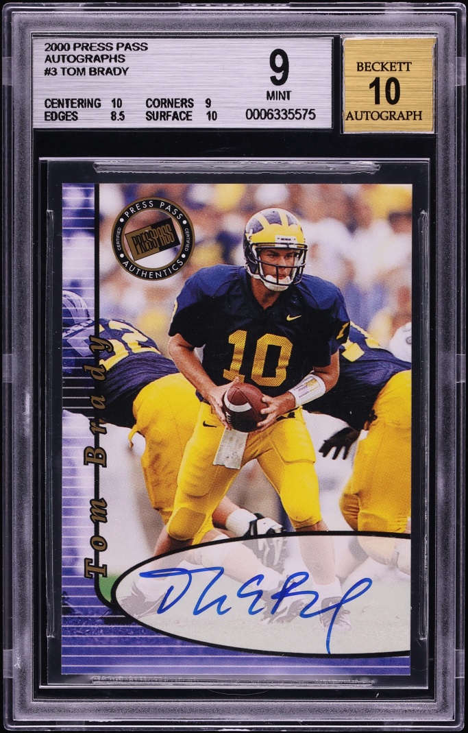2000 Press Pass Tom Brady ROOKIE AUTO #3 BGS 9 MINT