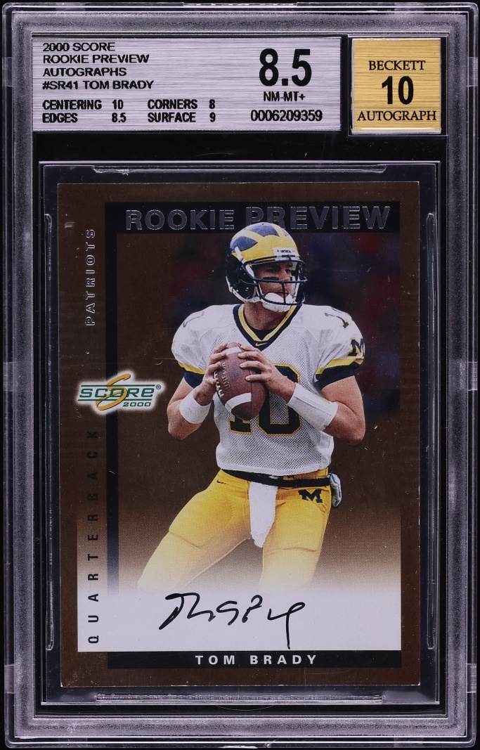 2000 Score Preview Tom Brady ROOKIE AUTO #SR41 BGS 8.5 NM-MT+