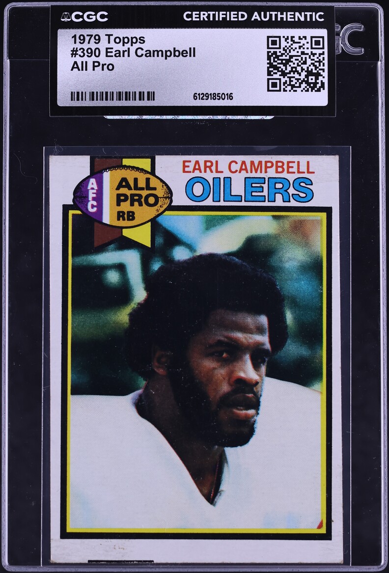 1979 Topps Football Earl Campbell ROOKIE, ALL PRO #390 CGC AUTH