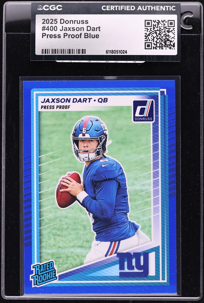 2025 Donruss Press Proof Blue Jaxson Dart ROOKIE #400 CGC AUTH