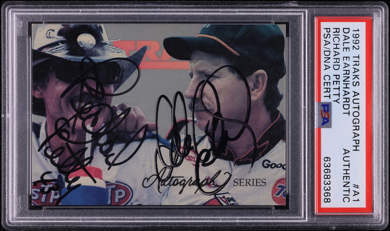 1992 Traks Richard Petty & Earnhardt AUTO DNA #A1 PSA AUTH
