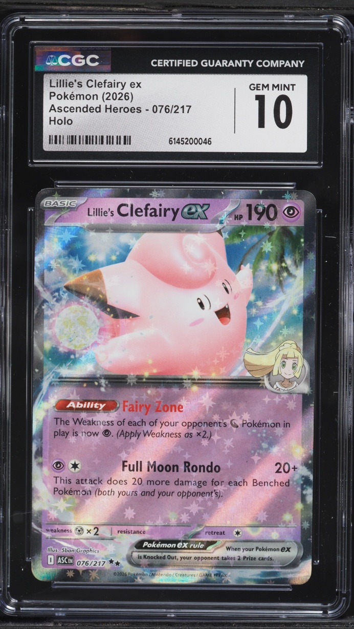 2026 Pokemon Mega Evolution Ascended Heroes Holo Lillie's Clefairy ex #76 CGC 10 GEM MINT