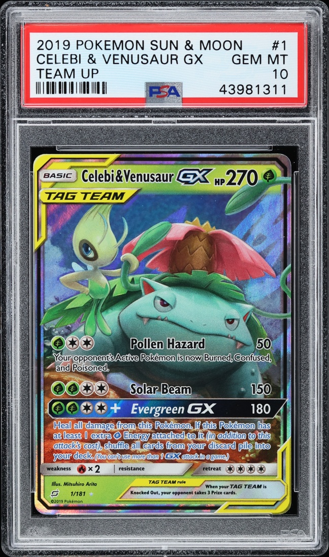 2019 Pokemon Sun & Moon Team Up Holo Celebi & Venusaur GX #1 PSA 10 GEM MINT
