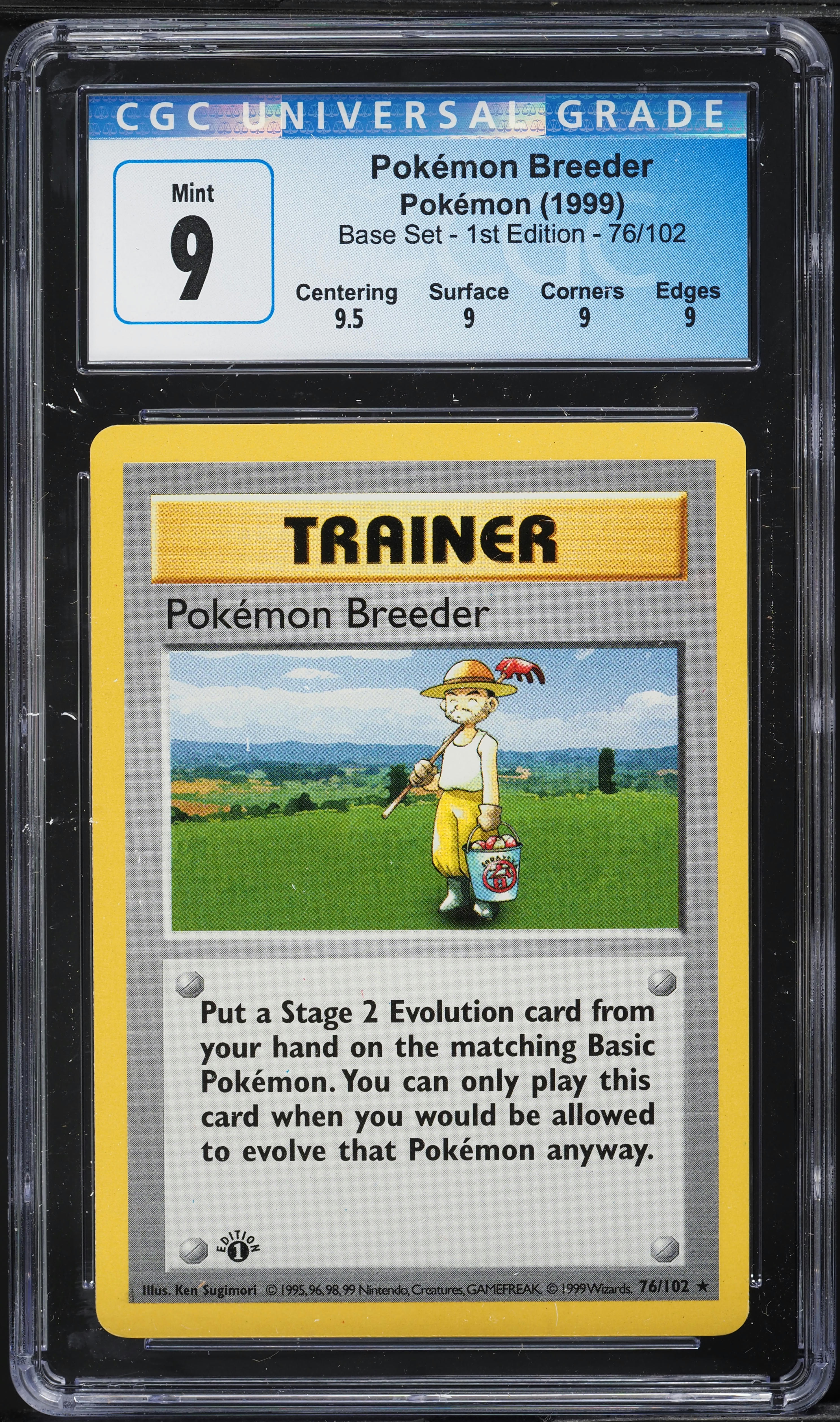 1999 Pokemon Base Set Shadowless 1st Edition Pokemon Breeder #76 CGC 9 MINT