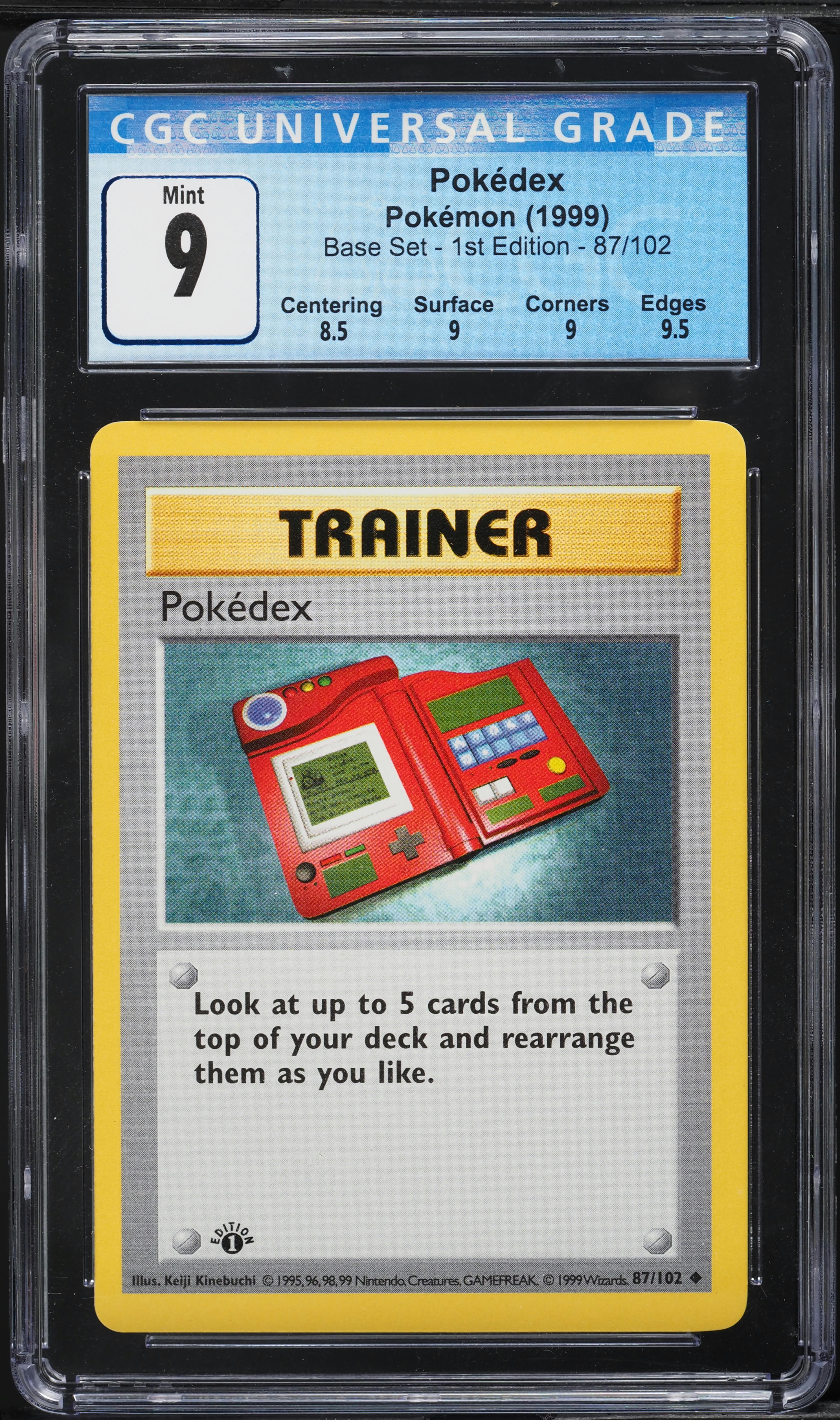 1999 Pokemon Base Set Shadowless 1st Edition Pokedex #87 CGC 9 MINT