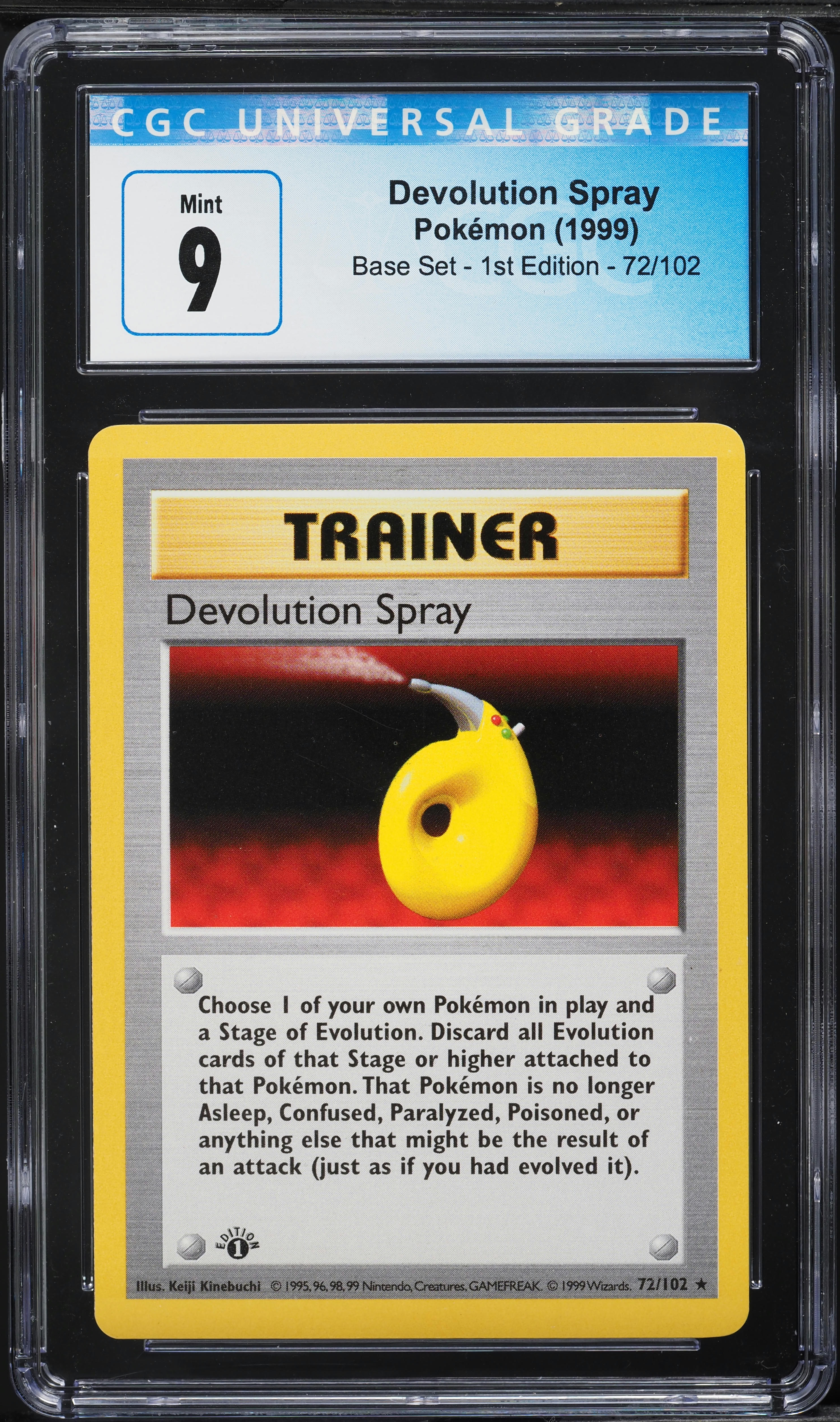 1999 Pokemon Base Set Shadowless 1st Edition Devolution Spray #72 CGC 9 MINT