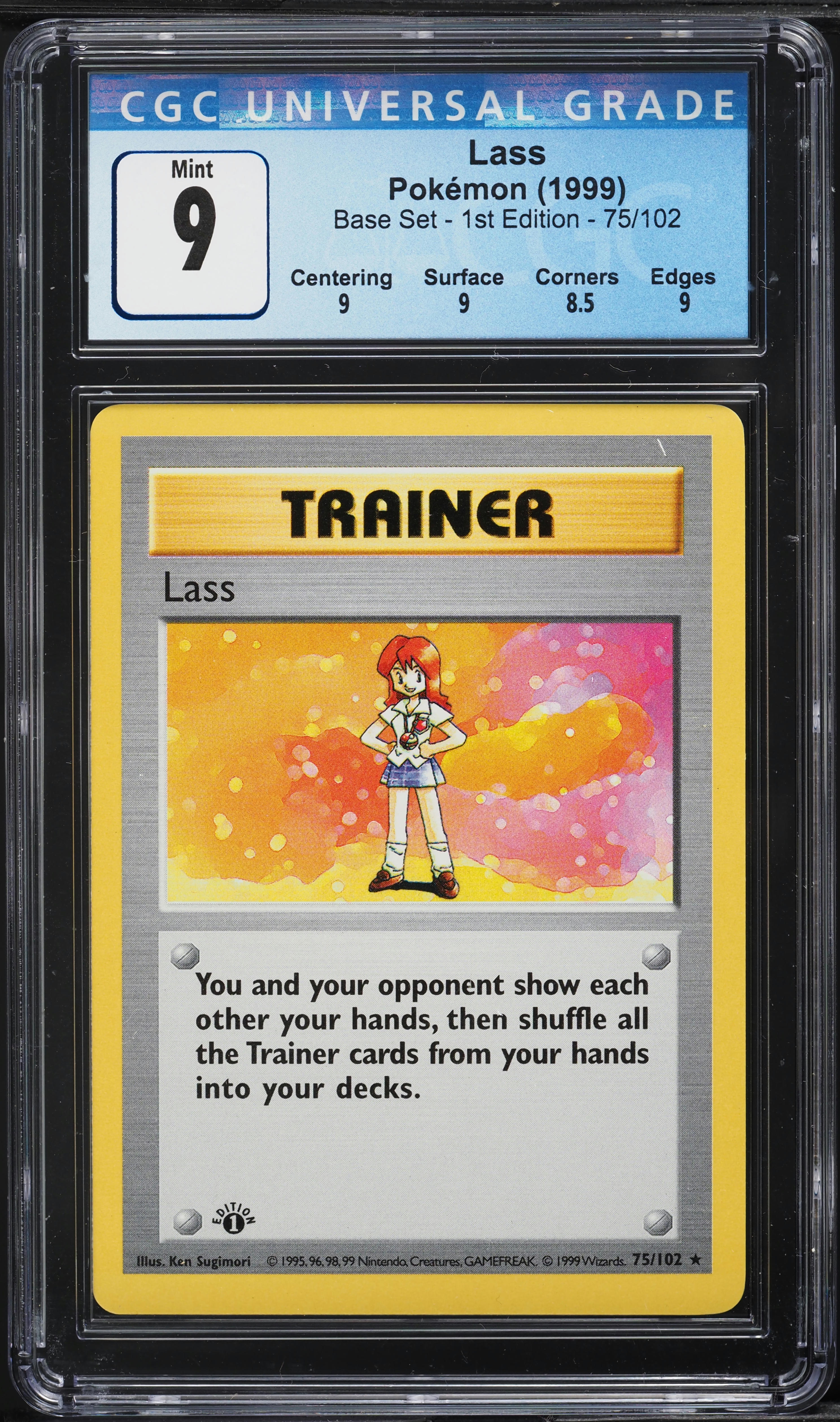 1999 Pokemon Base Set Shadowless 1st Edition Lass #75 CGC 9 MINT