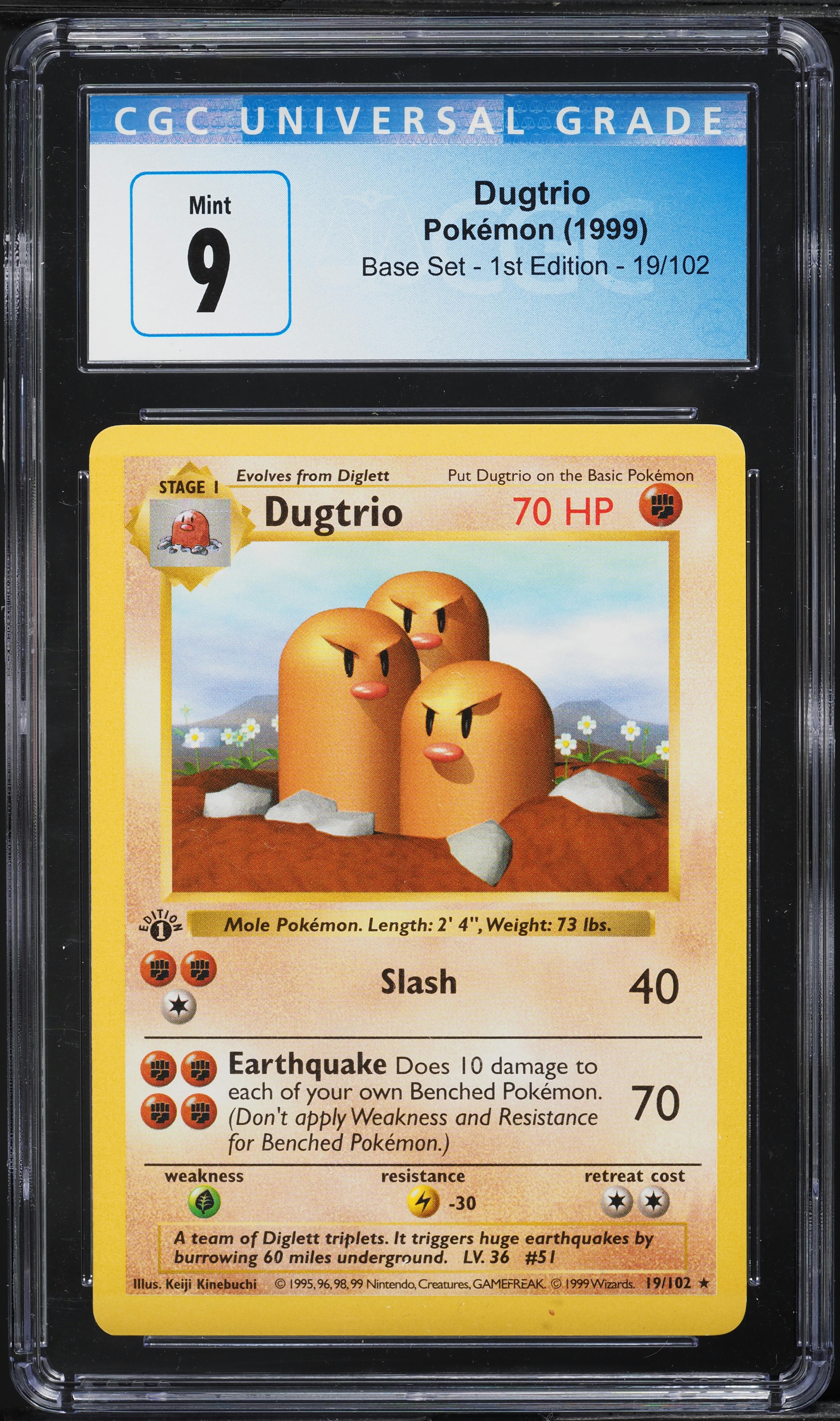 1999 Pokemon Base Set Shadowless 1st Edition Dugtrio #19 CGC 9 MINT