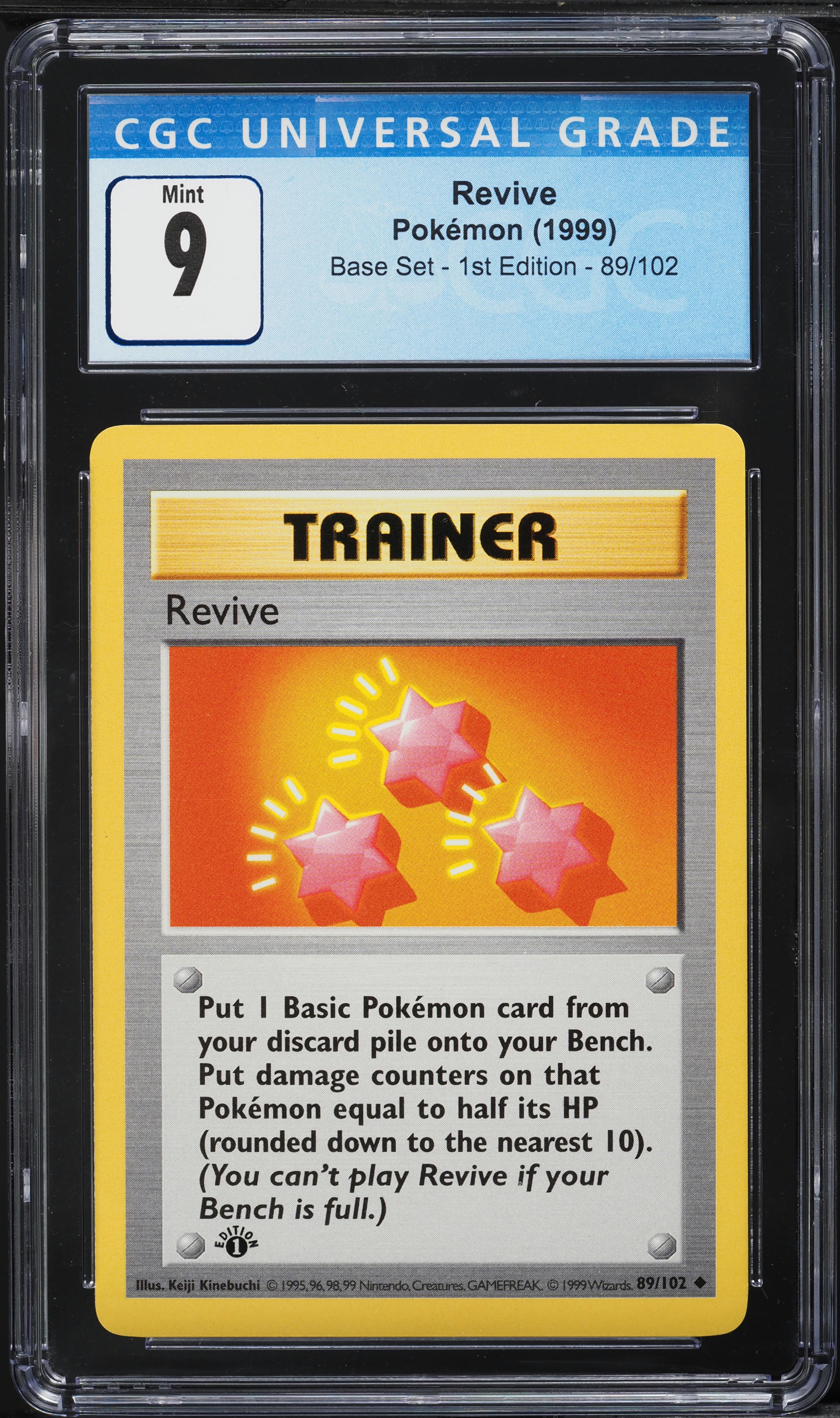 1999 Pokemon Base Set Shadowless 1st Edition Revive #89 CGC 9 MINT