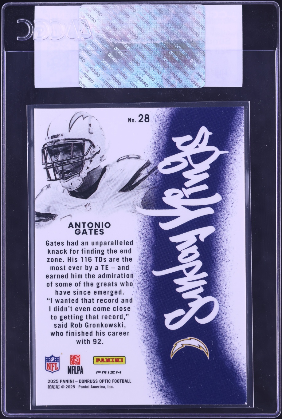 2025 Donruss Optic Sunday Kings Antonio Gates #28 CGC AUTH