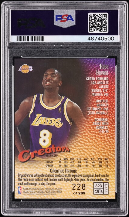 1997 Finest Refractor Kobe Bryant /289 #323 PSA 9 MINT