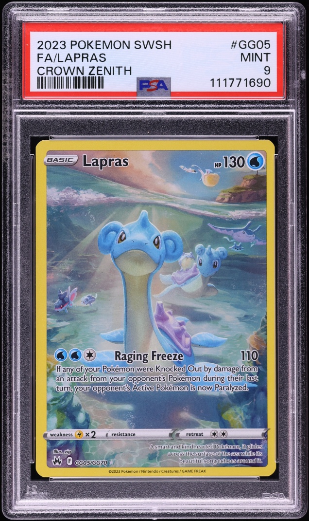 2023 Pokemon Sword & Shield Crown Zenith Alt Art Lapras #GG05 PSA 9 MINT