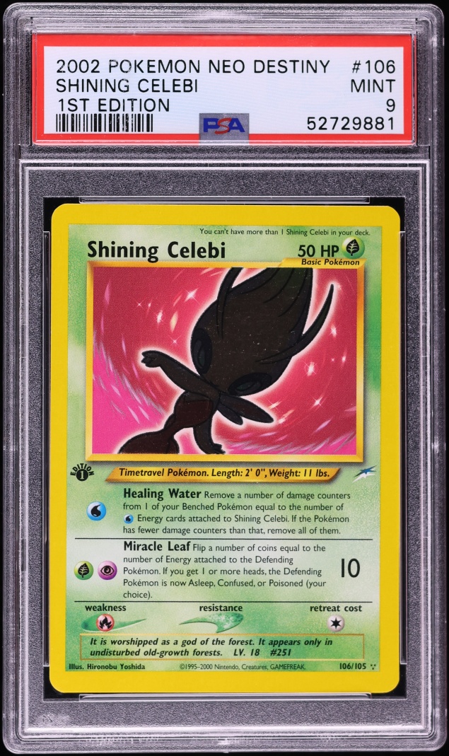 2002 Pokemon Neo Destiny 1st Edition Shining Celebi #106 PSA 9 MINT