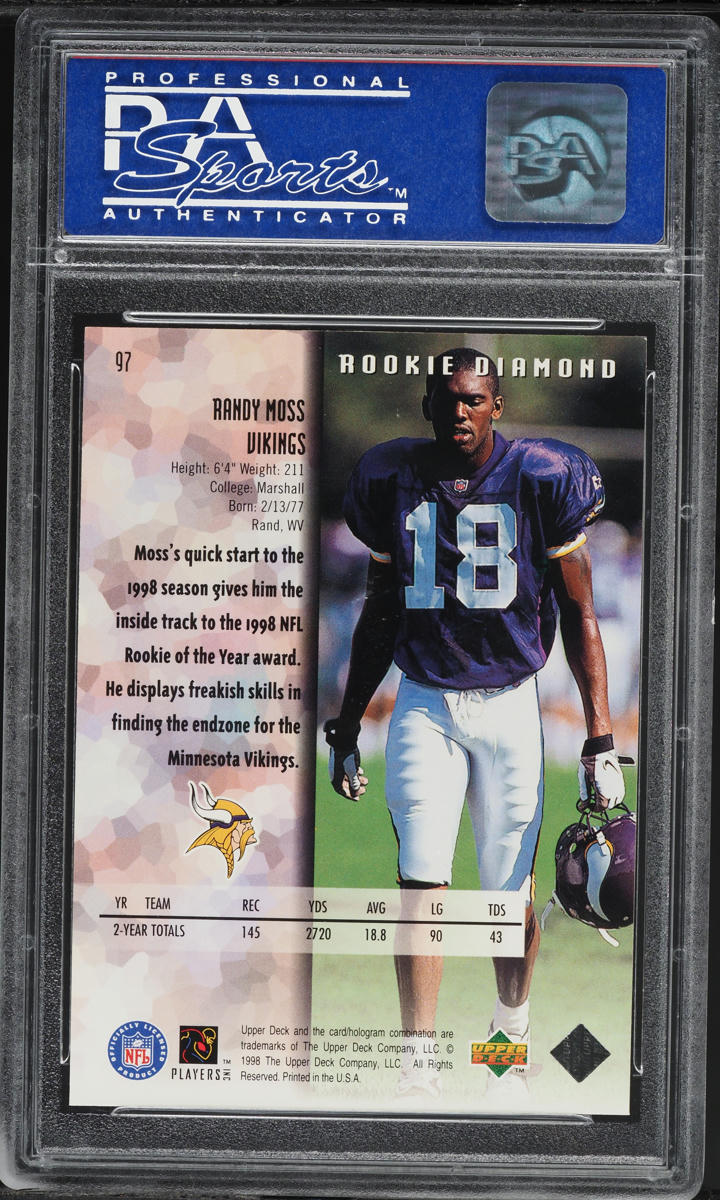 1998 Black Diamond Single Randy Moss ROOKIE #97 PSA 9 MINT