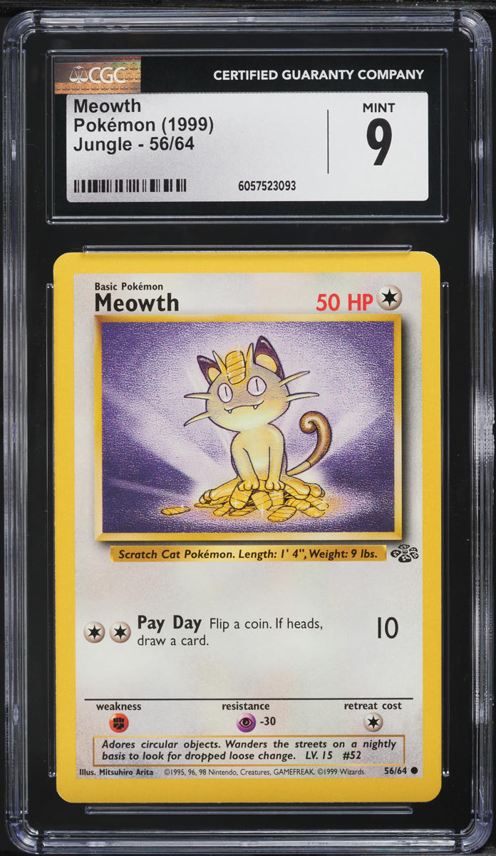 1999 Pokemon Jungle Meowth #56 CGC 9 MINT