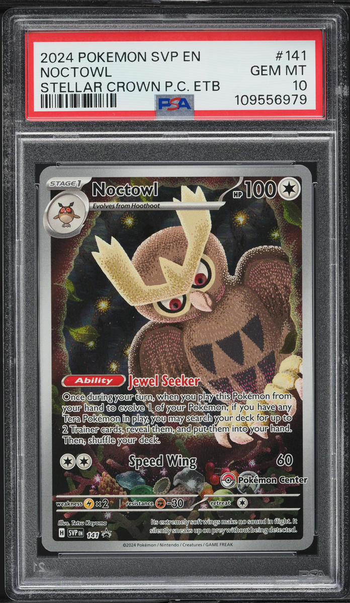 2024 Pokemon SV Black Star Promo Stellar Crown Center ETB Noctowl #141 PSA 10 GEM MINT
