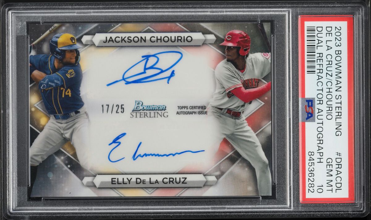 2023 Bowman Sterling Refractor Jackson Chourio Elly De La Cruz PROSPECT AUTO /25 PSA 10 GEM