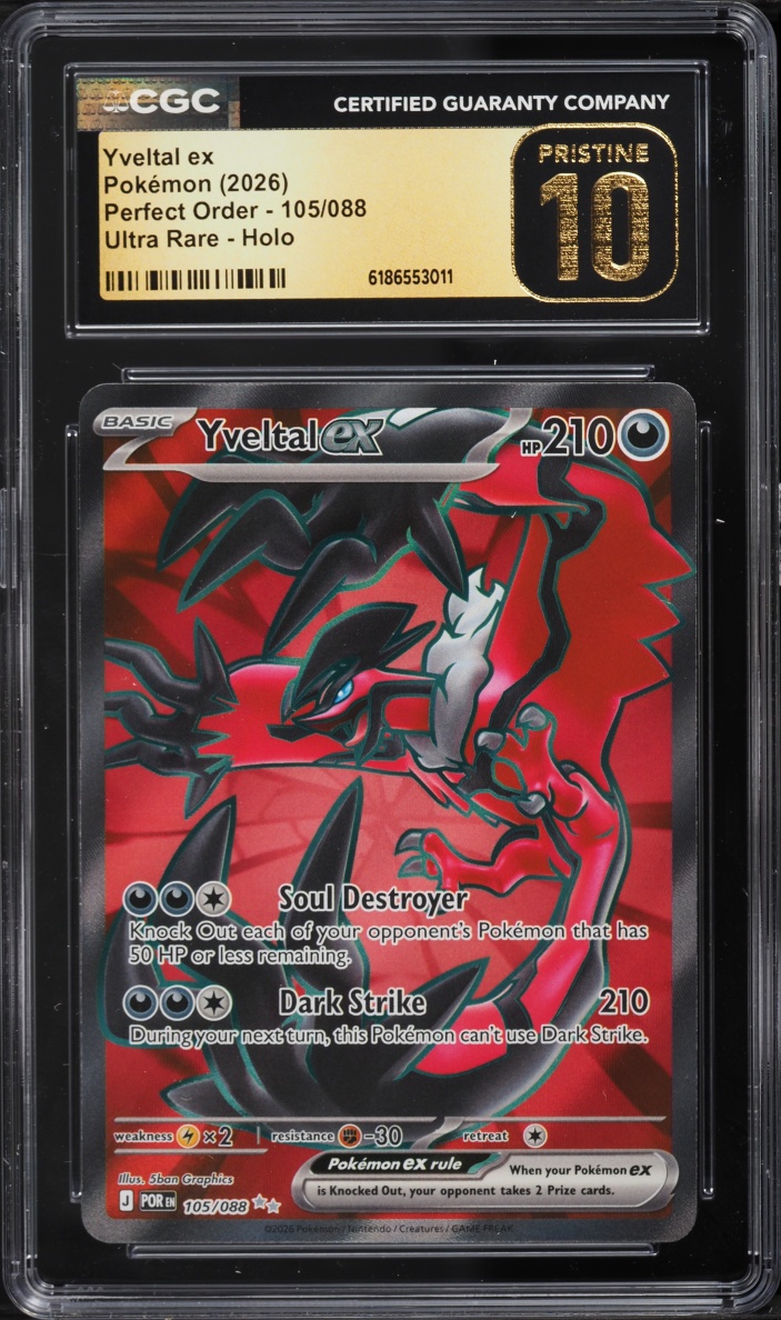 2026 Pokemon Mega Evolution Perfect Order Full Art Yveltal ex #105 CGC 10 PRISTINE