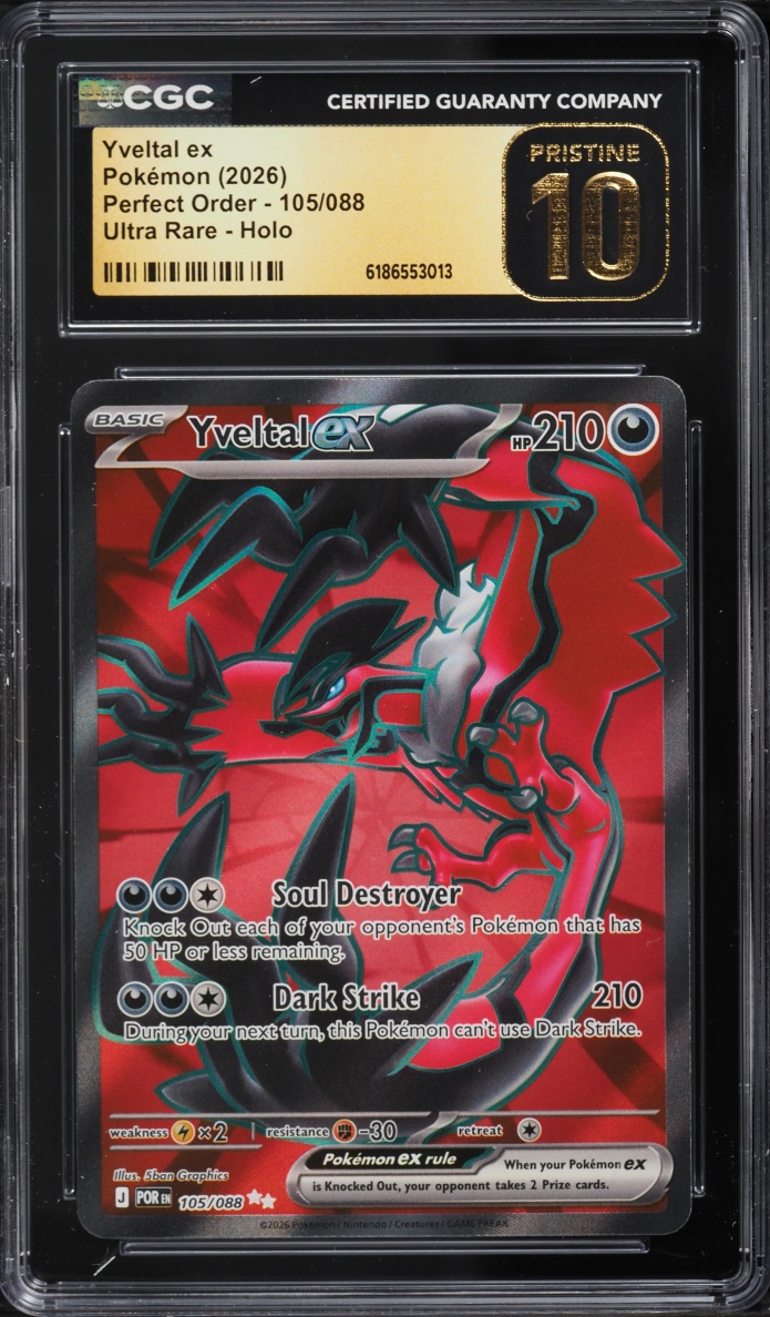 2026 Pokemon Mega Evolution Perfect Order Full Art Yveltal ex #105 CGC 10 PRISTINE