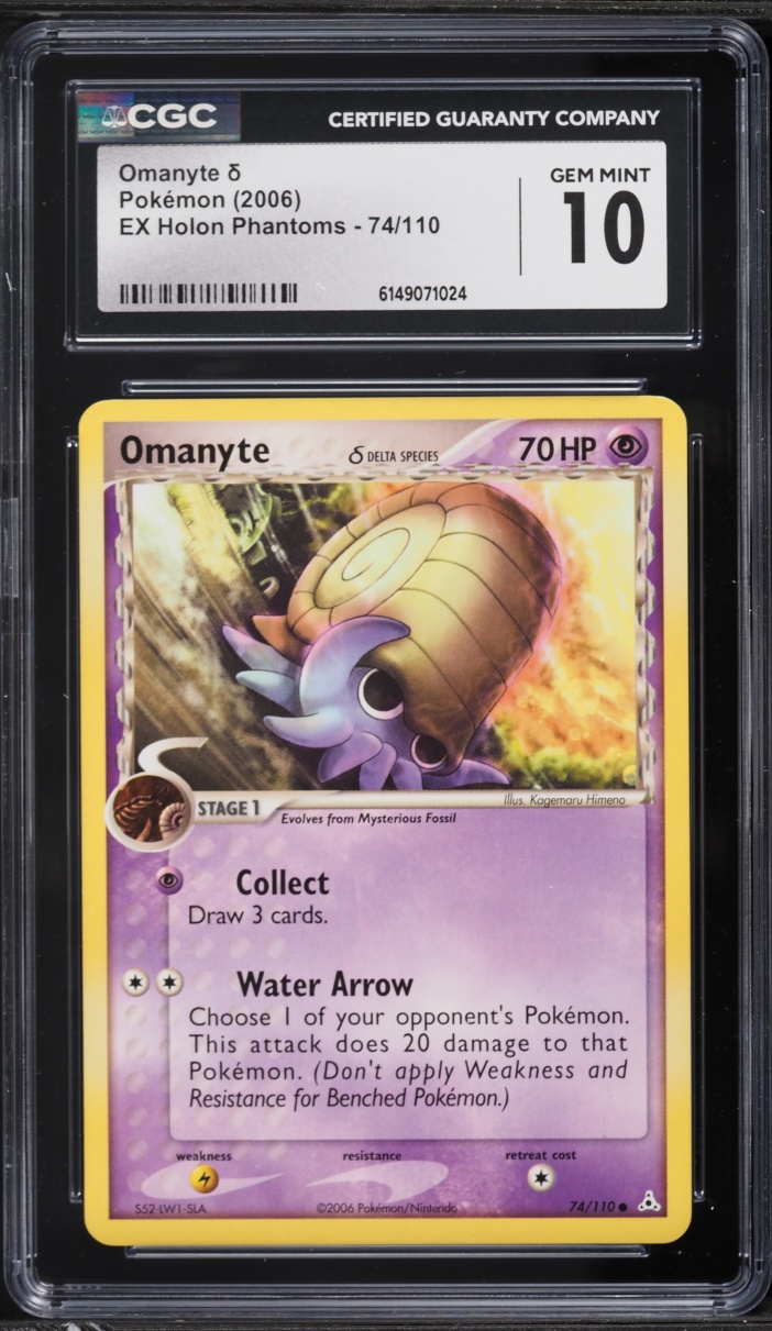 2006 Pokemon EX Holon Phantoms Omanyte #74 CGC 10 GEM MINT