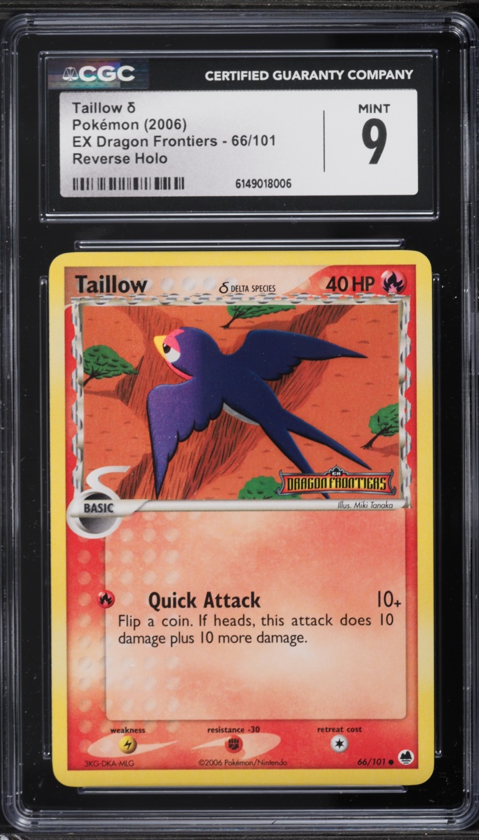 2006 Pokemon EX Dragon Frontiers Reverse Holo Taillow #66 CGC 9 MINT