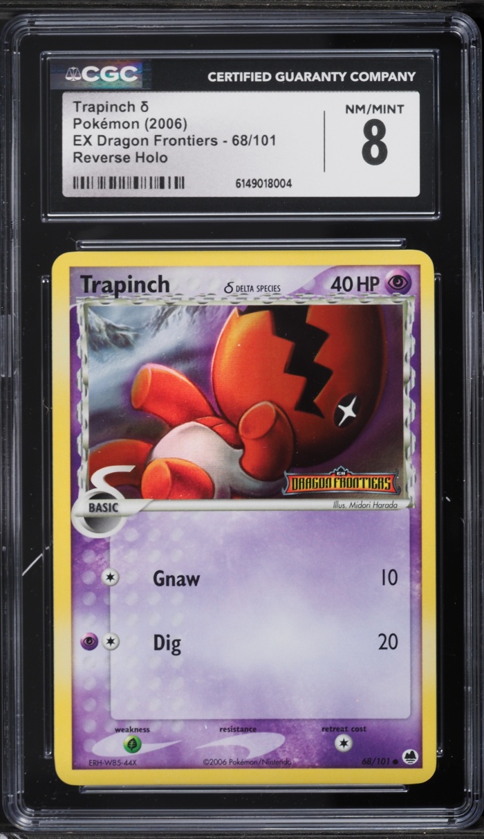 2006 Pokemon EX Dragon Frontiers Reverse Holo Trapinch #68 CGC 8 NM-MT