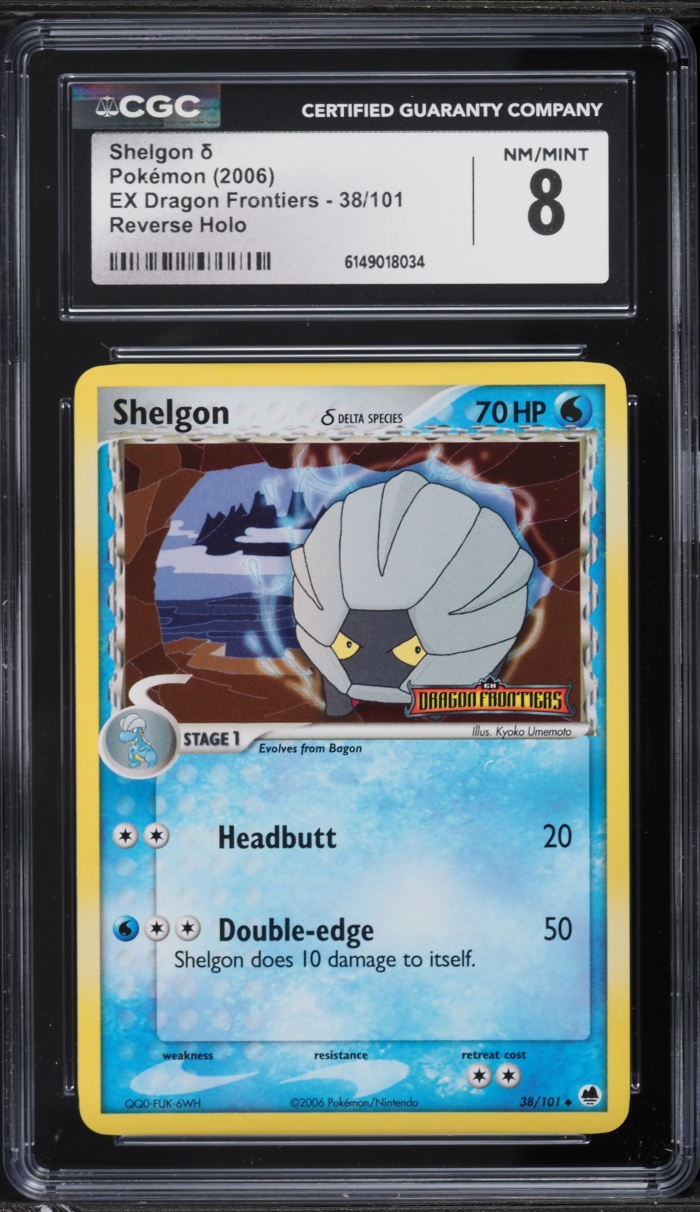 2006 Pokemon EX Dragon Frontiers Reverse Holo Shelgon #38 CGC 8 NM-MT
