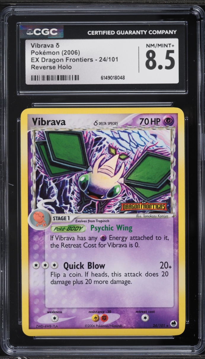 2006 Pokemon EX Dragon Frontiers Reverse Holo Vibrava #24 CGC 8.5 NM-MT+
