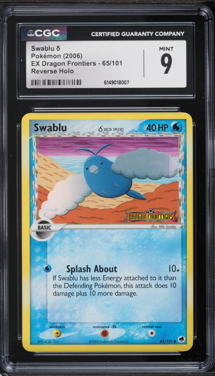 2006 Pokemon EX Dragon Frontiers Reverse Holo Swablu #65 CGC 9 MINT