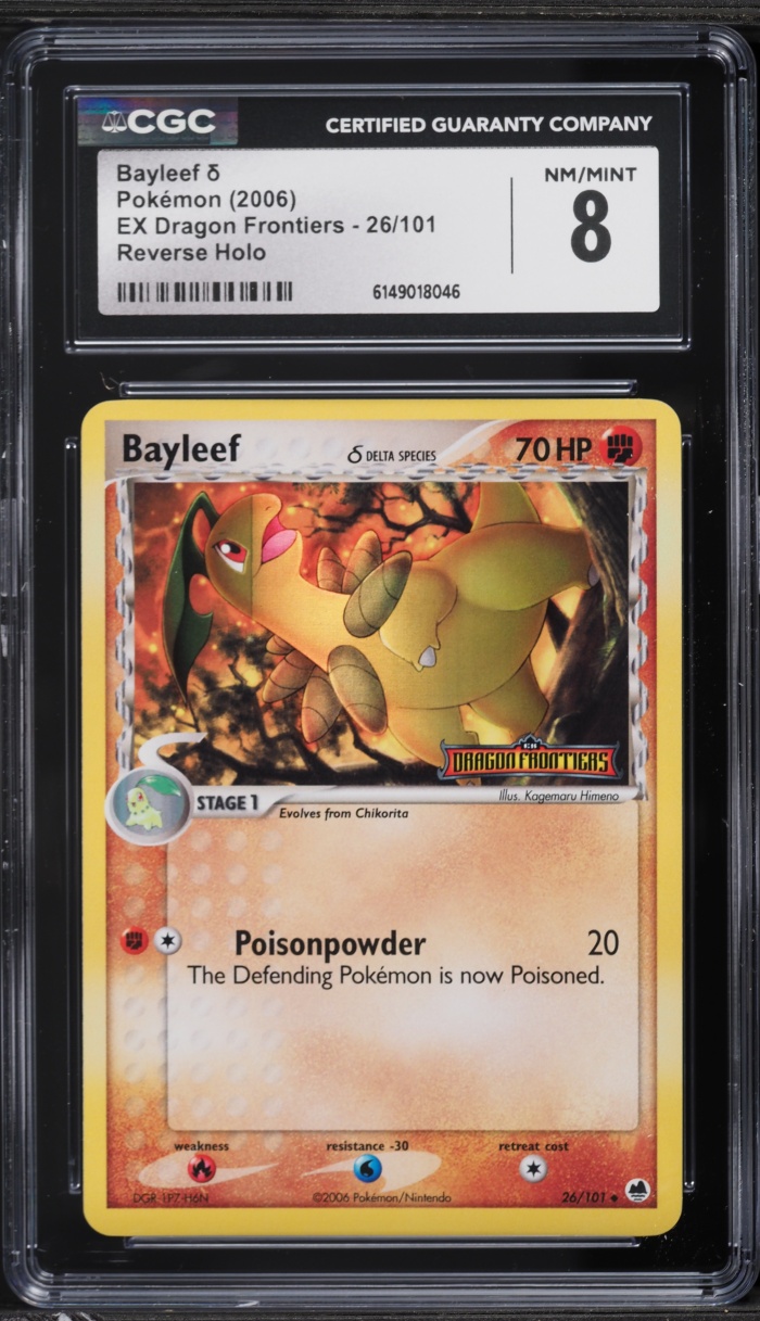 2006 Pokemon EX Dragon Frontiers Reverse Holo Bayleef #26 CGC 8 NM-MT