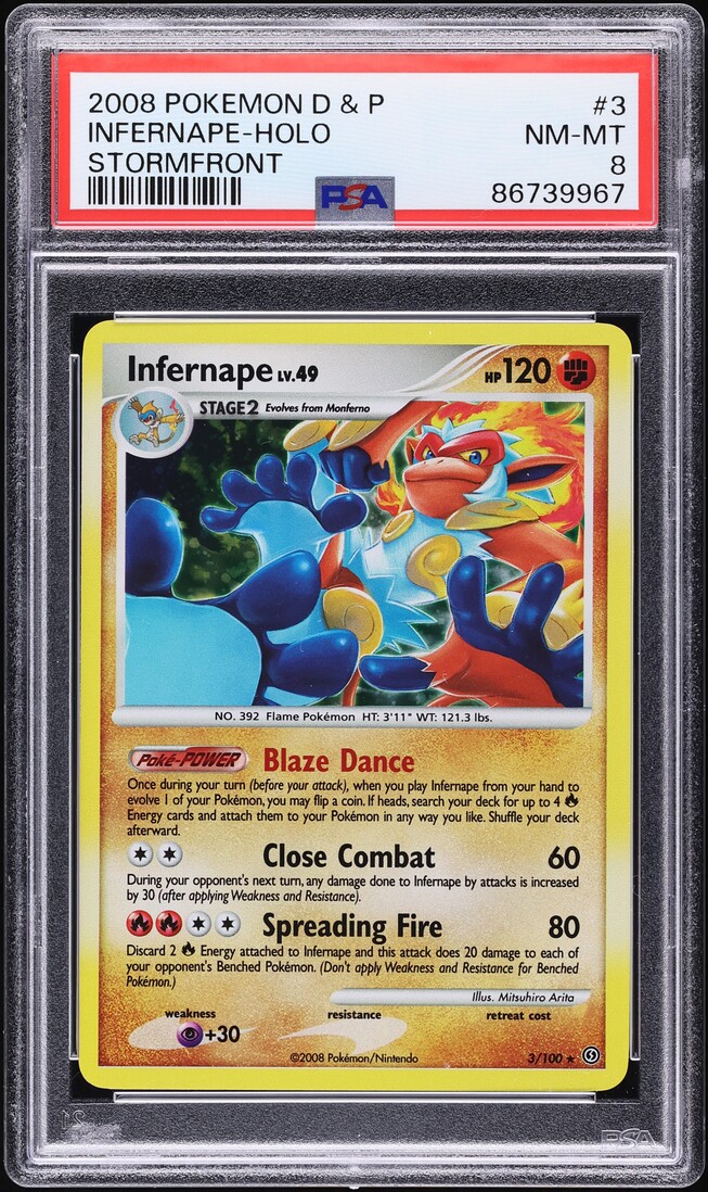 2008 Pokemon Diamond & Pearl Stormfront Holo Infernape #3 PSA 8 NM-MT