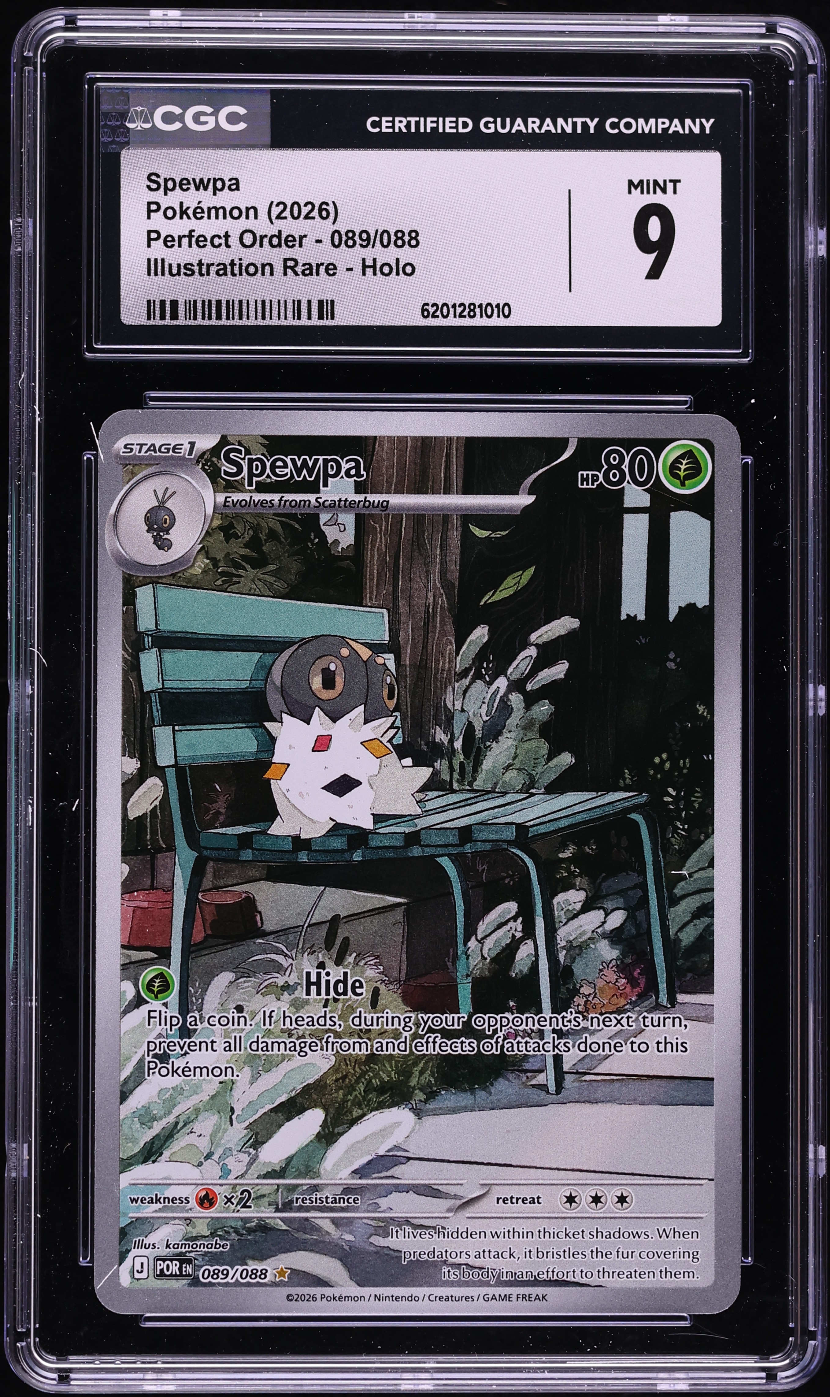 2026 Pokemon Mega Evolution Perfect Order IR Spewpa #89 CGC 9 MINT
