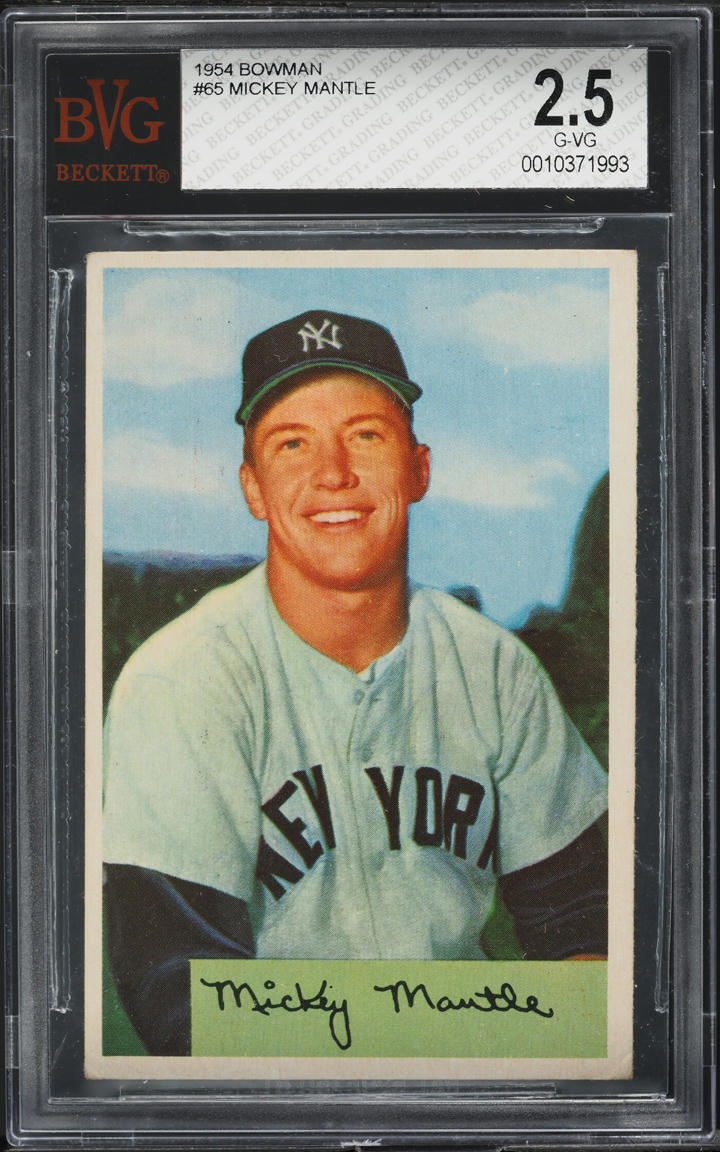 1954 Bowman Mickey Mantle #65 BVG 2.5 GD+