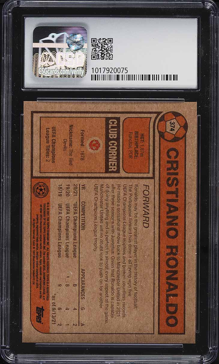 2021 Topps Living Set UEFA Champions League Cristiano Ronaldo #374 CSG 10